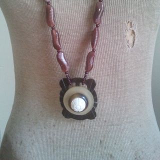 Colour Pop Button Pendant Glass Necklace Brown