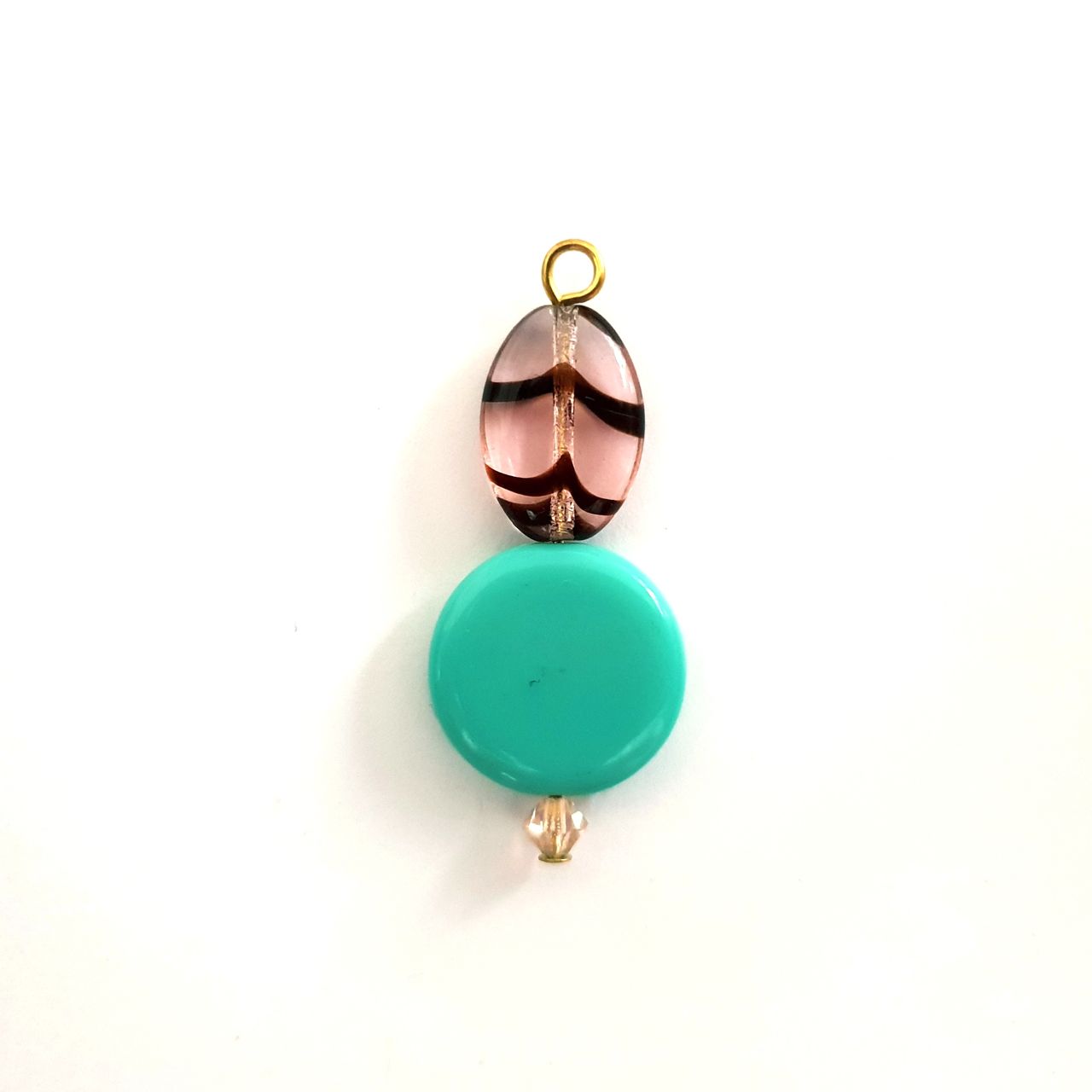 Animal Print Beaded Pendant Glass Zebra Barely There Pink Aqua