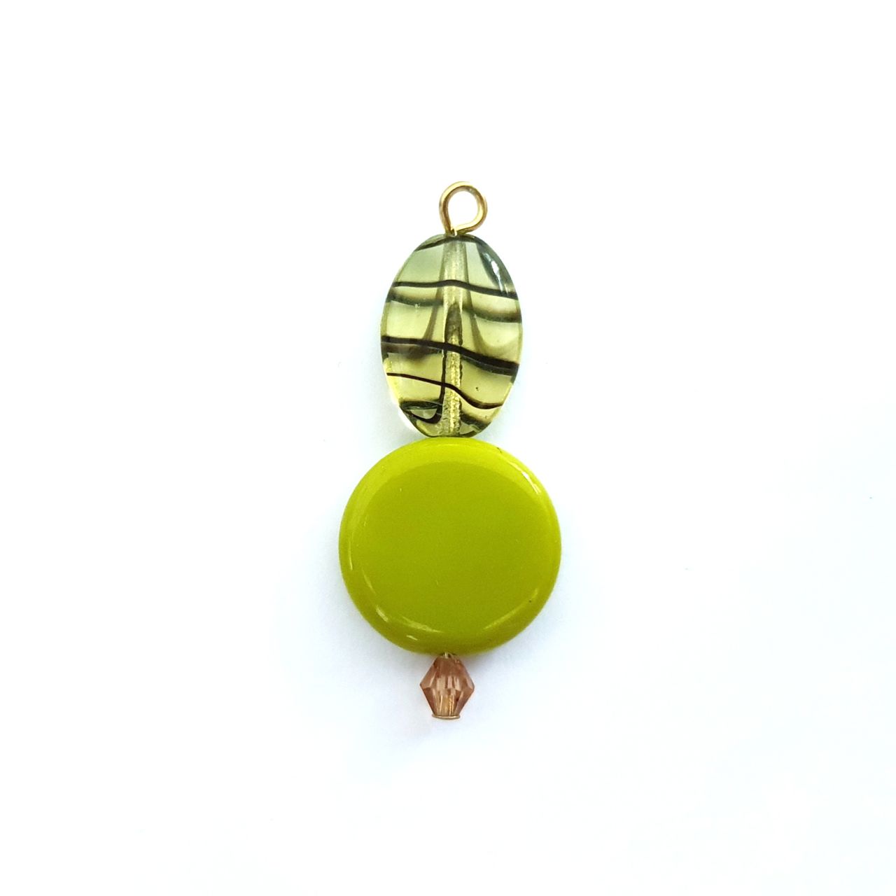Animal Print Beaded Pendant Glass Zebra Chartreuse