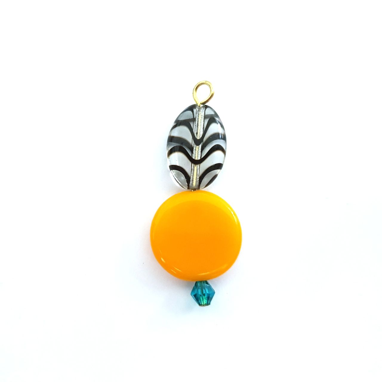 Animal Print Bead Link Glass Zebra Mustard