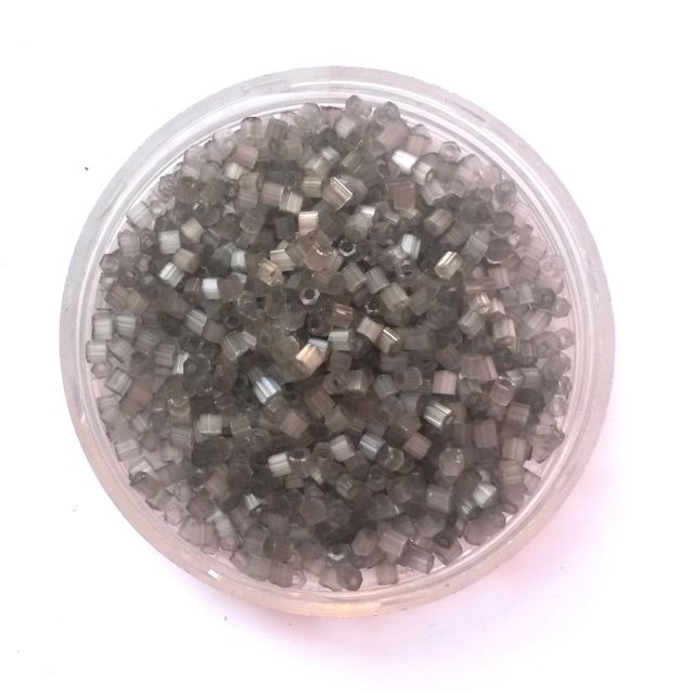 10 0 Grey SolGel Satin Two Cut Hex Czech Seed Bead