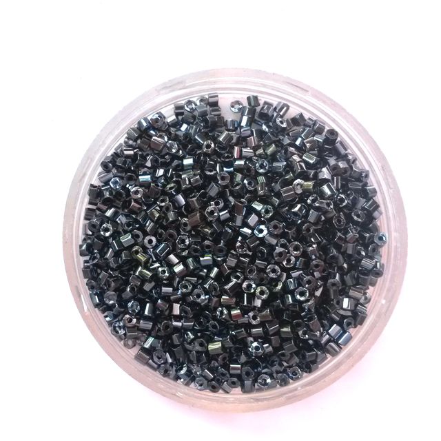 10 0 Gunmetal Metallic Two Cut Hex Czech Seed Bead