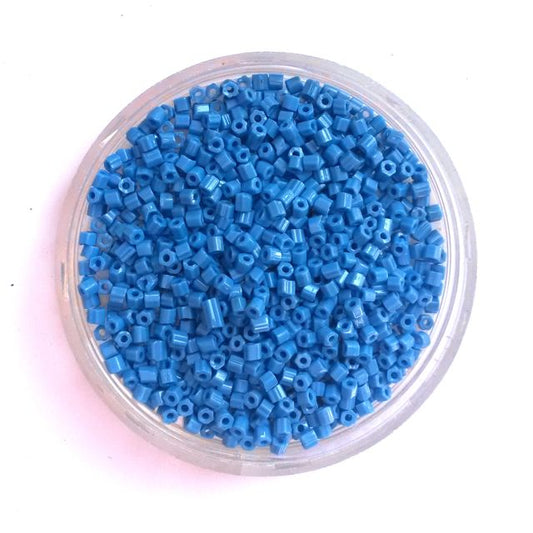 10 0 Blue Opaque Two Cut Hex Czech Seed Bead