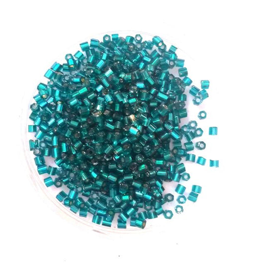 10 0 Teal Silver Lined Two Cut Hex Czech Seed Bead