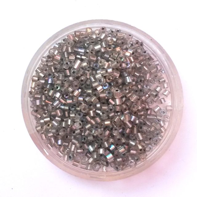 10 0 Grey SolGel AB Silverlined Two Cut Hex Czech Seed Bead