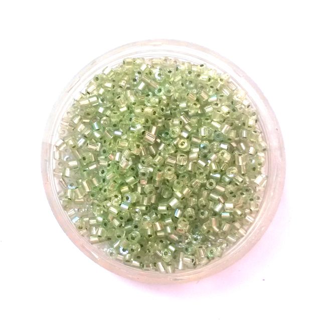 10 0 Green Mint SolGel AB Silverlined Hex Two Cut Czech Bead