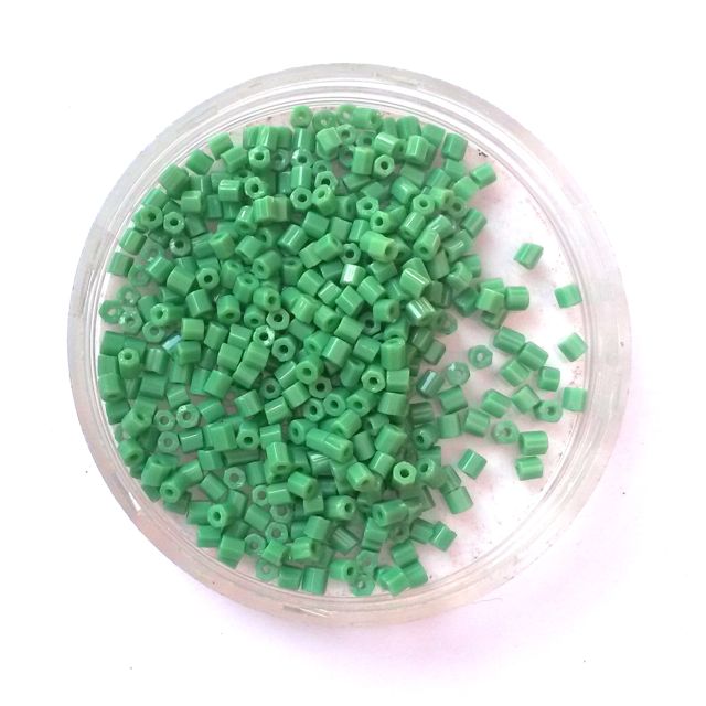 10 0 Green Opaque Two Cut Hex Czech Seed Bead