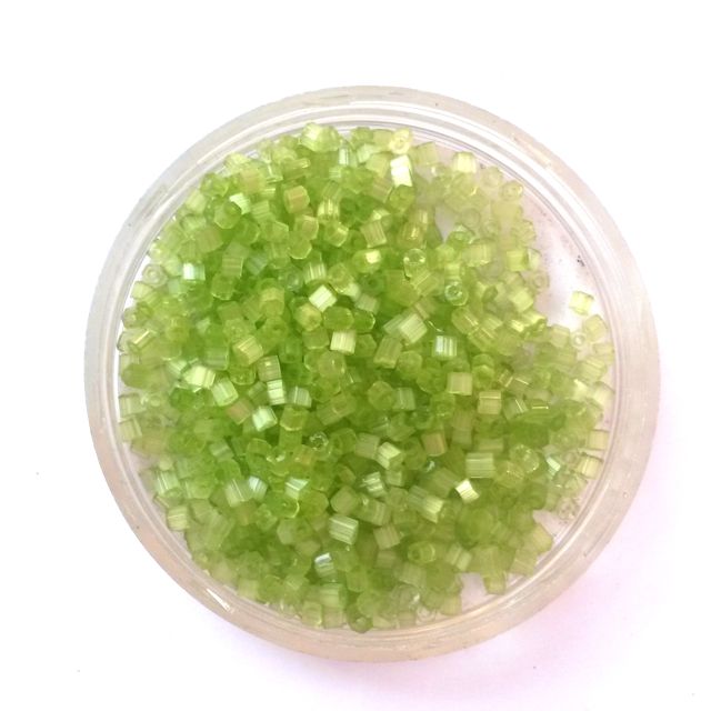 10 0 Green - Lime SolGel Satin Two Cut Hex Czech Seed Beads