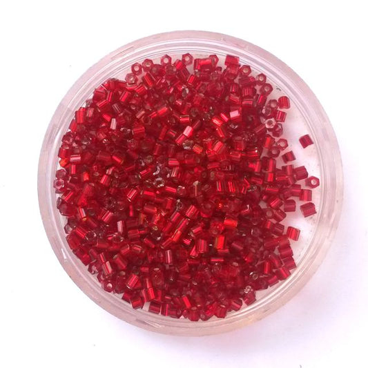 10 0 Red - Dark Silver Lined Two Cut Hex Czech Seed Bead