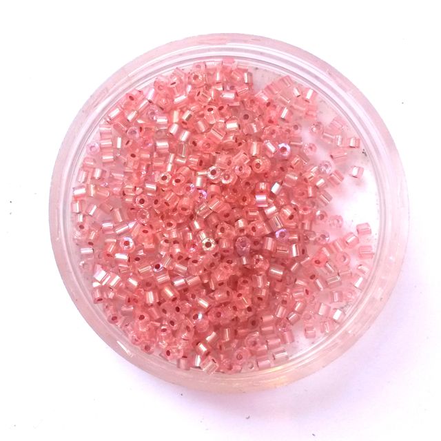 10 0 Pink Solgel AB Silverlined Two Cut Hex Czech Seed Bead