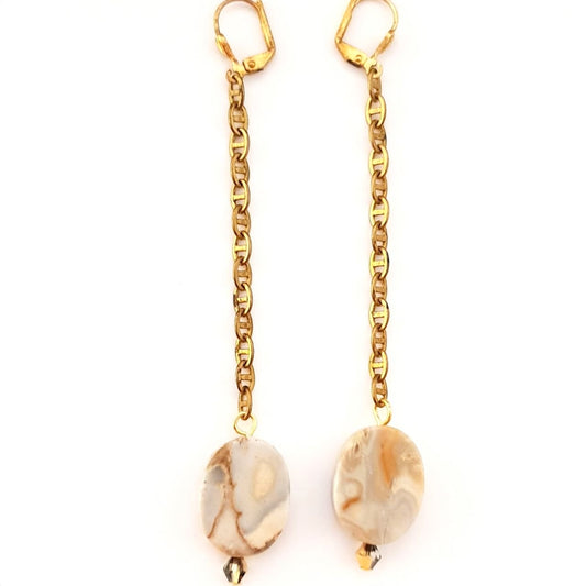 Boheme Gem Stone Drop Earrings Jasper