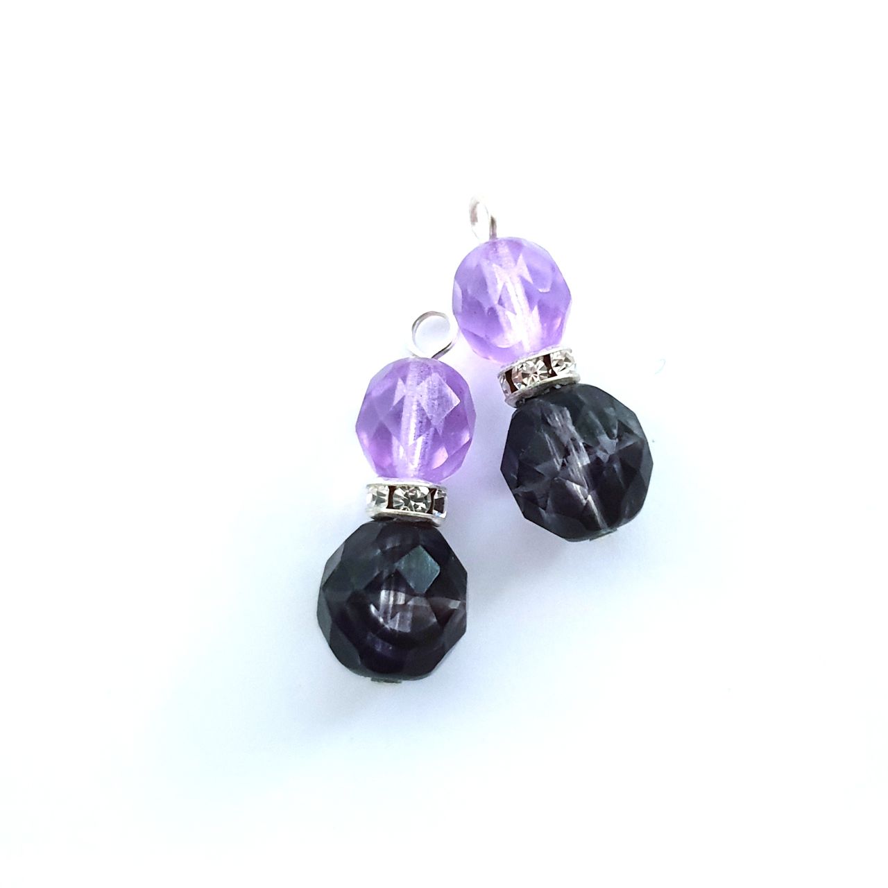 Animal Print Beaded Pendant Crystal Drop Zebra Diamante Silver Violet