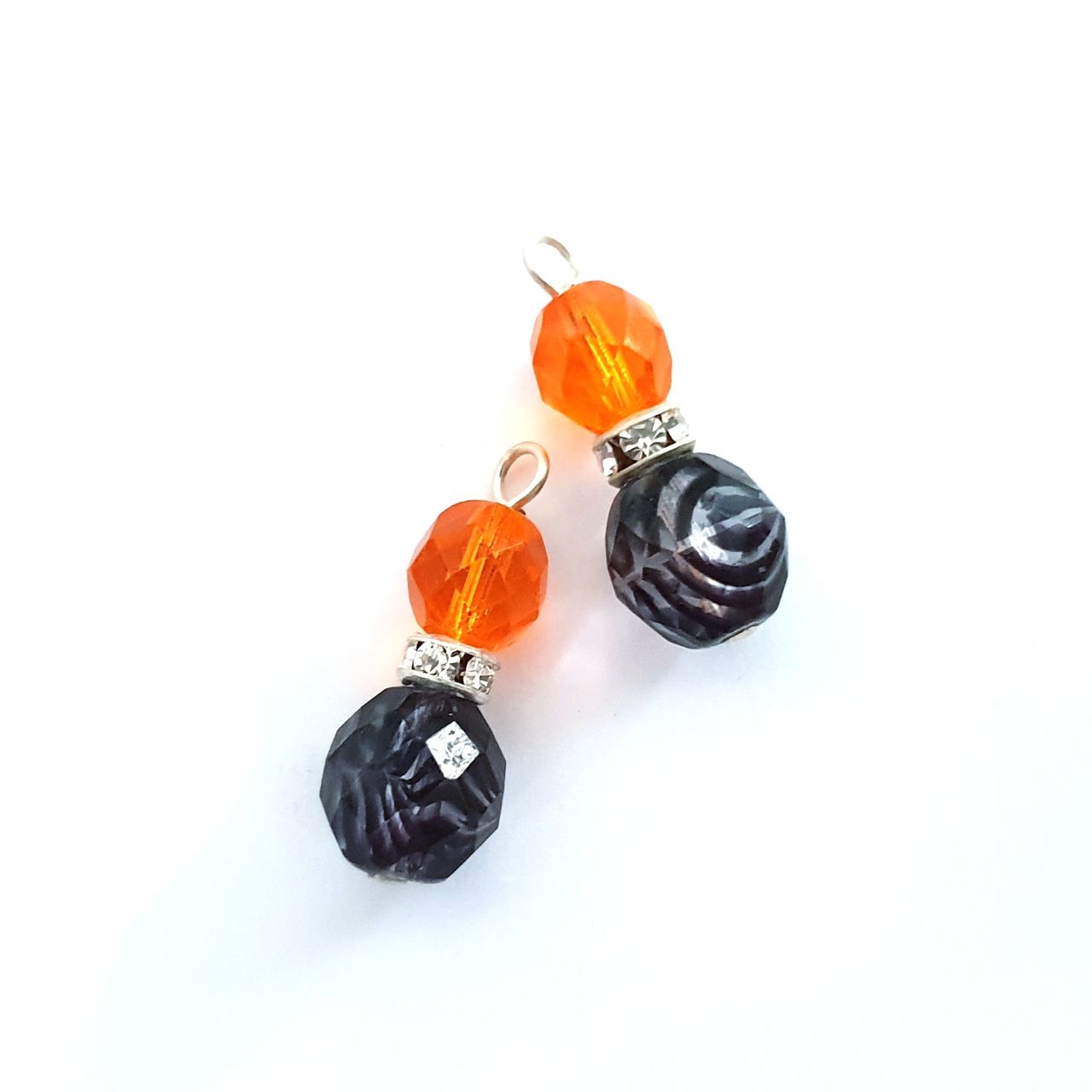 Animal Print Beaded Pendant Crystal Drop Zebra Diamante Orange