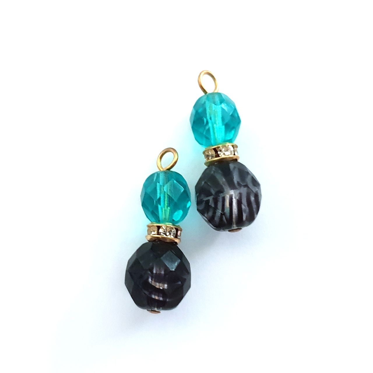 Animal Print Beaded Pendant Crystal Drop Zebra Diamante Gold Teal