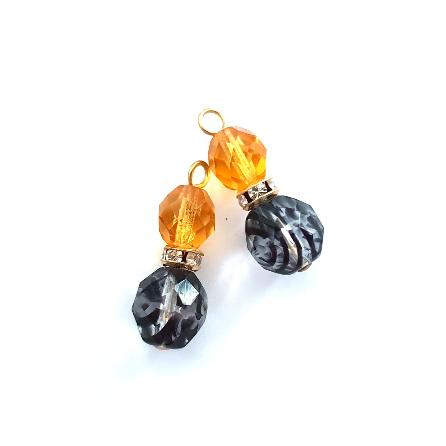 Animal Print Beaded Pendant Crystal Drop Zebra Diamante Gold Topaz