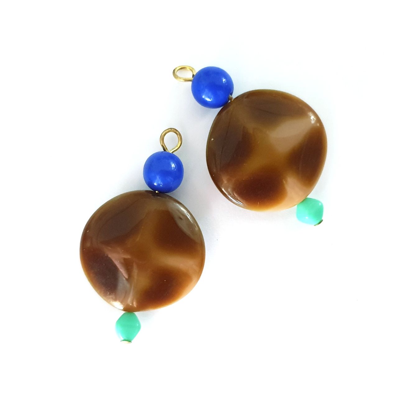 Boho Beaded Pendant Lentil Cobalt Aqua