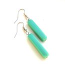 Contemporary Czech Glass Tube Earrings Aqua Green