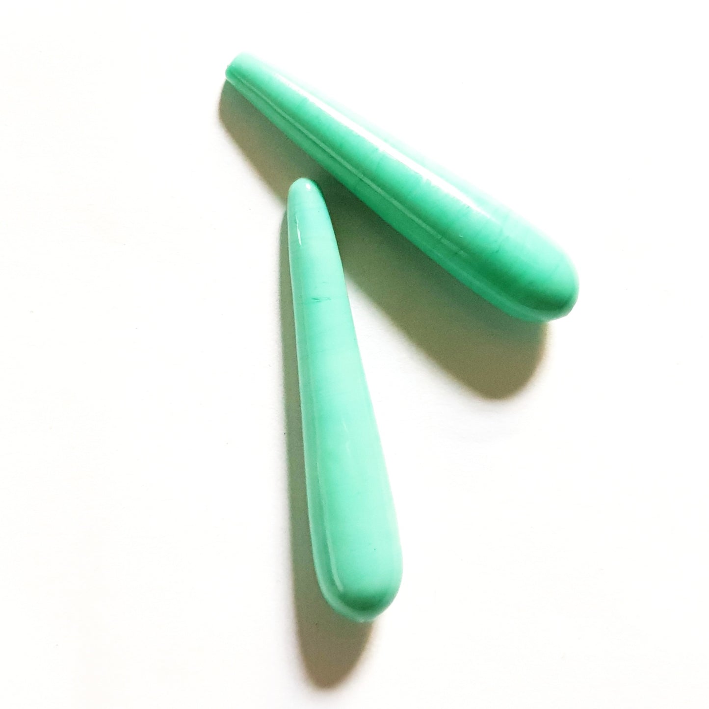 Handmade Glass Deco Tear Drop Bead Aqua 40x10mm