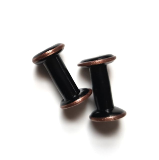 Handmade Czech Aventurine Glass Bead Spool 13x9mm Black