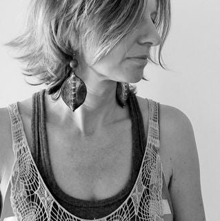 Boheme Antique Silver Shield Grey Earrings