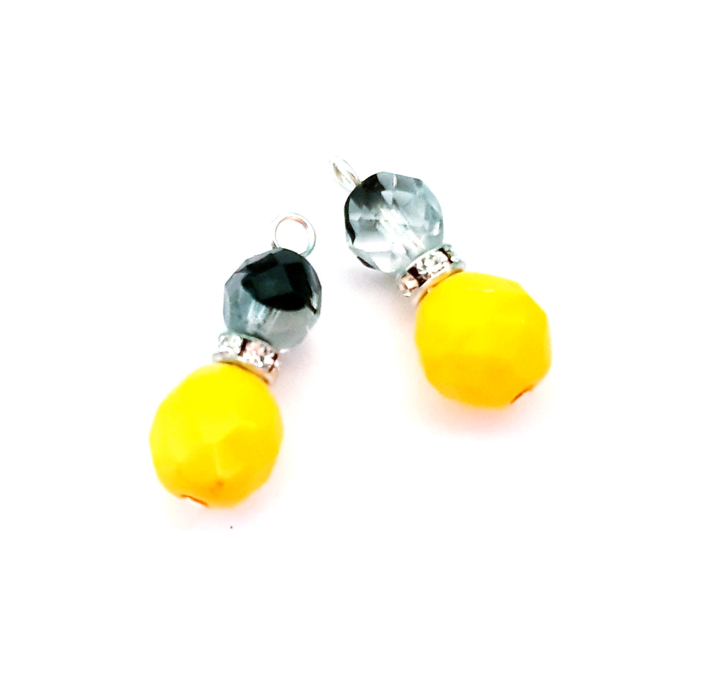 Colour Pop Beaded Pendant Crystal Drop with Diamante Rondell S Yellow Zebra