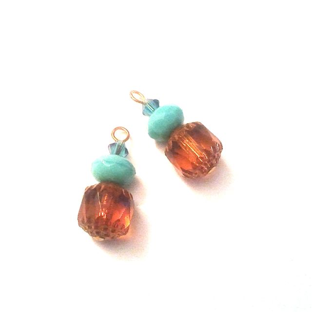 Boho Bead Link Crystal Drop Cathedral Topaz Aqua Indicolite