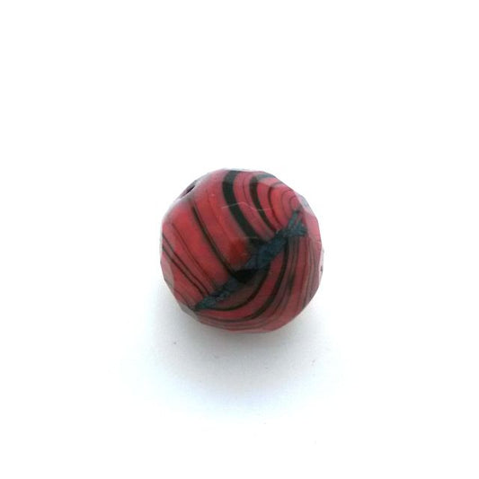 22mm Mixed Red Black Opaque Czech Fire Polished Glass Crystal Bead