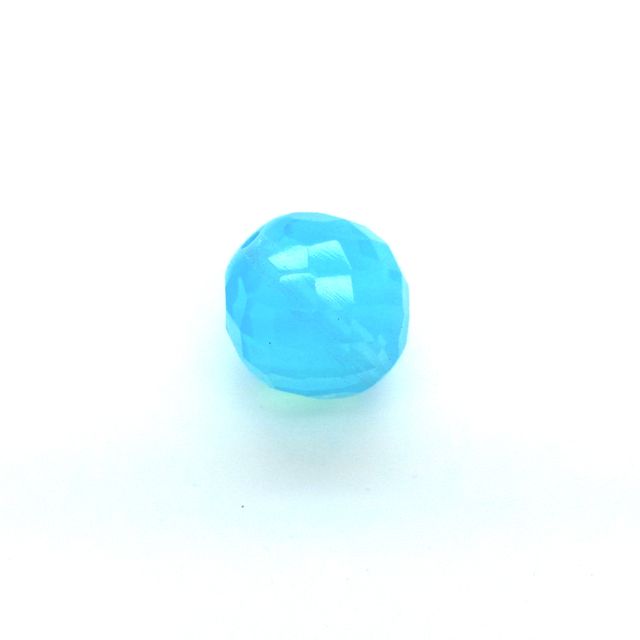 18mm Opalino Czech Fire Polished Bead Aquamarine