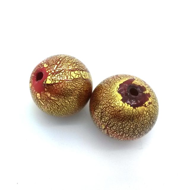 Handmade Venetian Blown Glass Hollow Bead Red 25mm