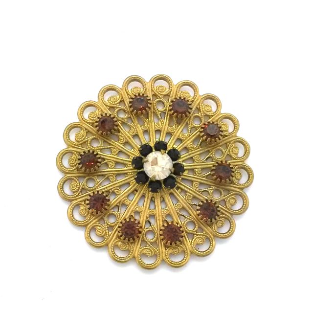 Swarovski Embellished Filigree Topaz, Mocca, Golden Shadow and Antique Gold 38mm