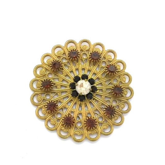 Swarovski Embellished Filigree Topaz, Mocca, Golden Shadow and Antique Gold 38mm