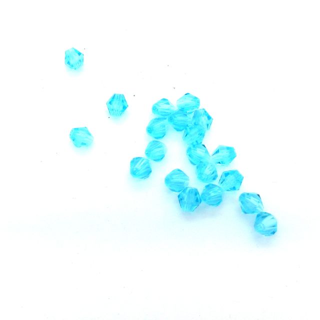 Machine Cut Czech Preciosa  Crystal Bicone Aquamarine 4mm