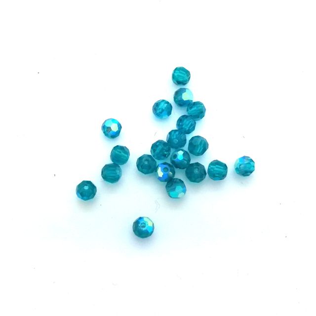 Machine Cut Czech Preciosa Crystal Round Teal AB 3mm