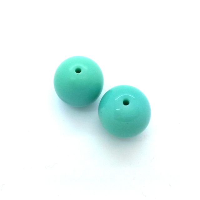 14mm Aqua Round Czech Glass Bead