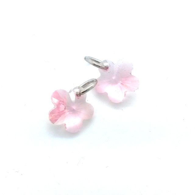 Novelty Charm Pendant Swarovski Daisy 14mm Pink Silver