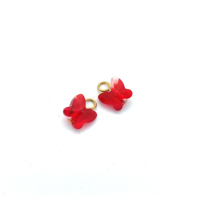 Novelty Charm Pendant Swarovski Butterfly Gold Red