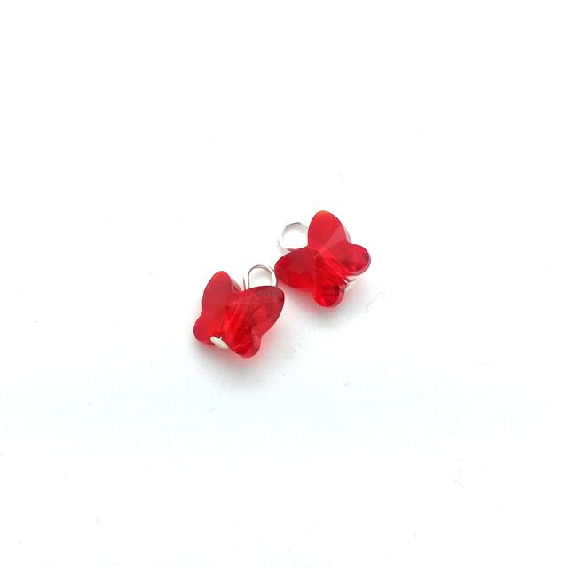 Novelty Charm Pendant Swarovski Butterfly Silver Red