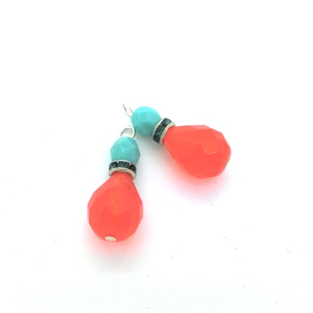 Boho Style Crystal Drops Silver Orange Teal Aqua