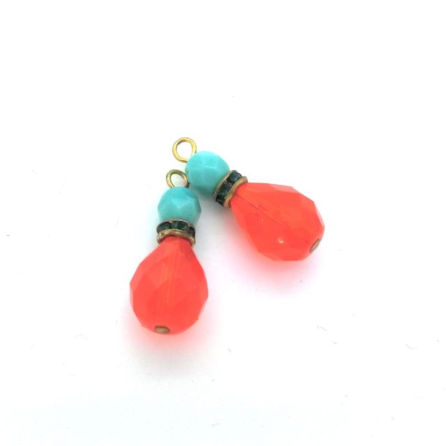 Boho Style Crystal Drops Gold Orange Teal Aqua