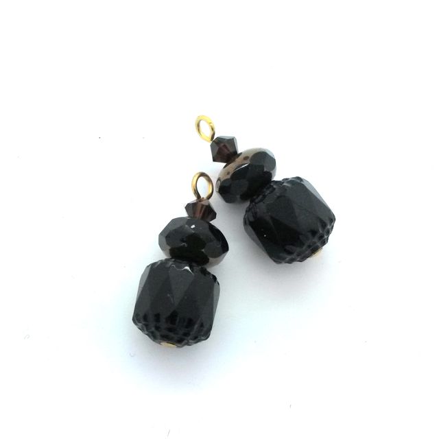 Glam Beaded Pendant Crystal Drop Cathedral Black Bronze Mocca