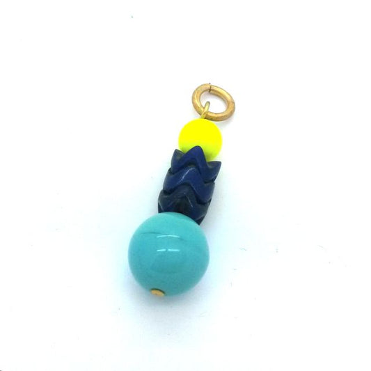 Boho Beaded Pendant Zig Zag Trade Bead Neon Swarovski Pearl Yellow