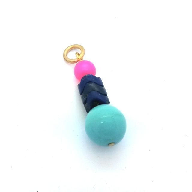 Boho Bead Link Zig Zag Trade Bead Neon Swarovski Pearl Pink