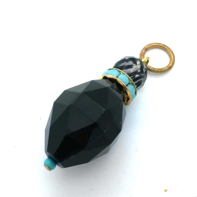 Boho Bead Link Lucite Crystal Turquoise Black Zebra