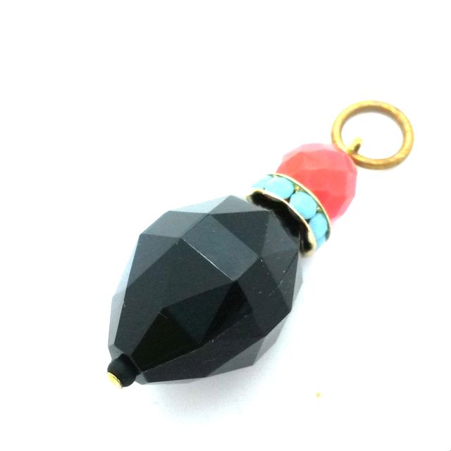 Boho Bead Link Lucite Crystal Black Coral
