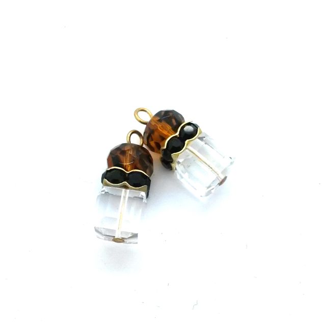 Glam Beaded Pendant Crystal Drop with Diamante Swarovski Squaredelle Crystal Tortoise
