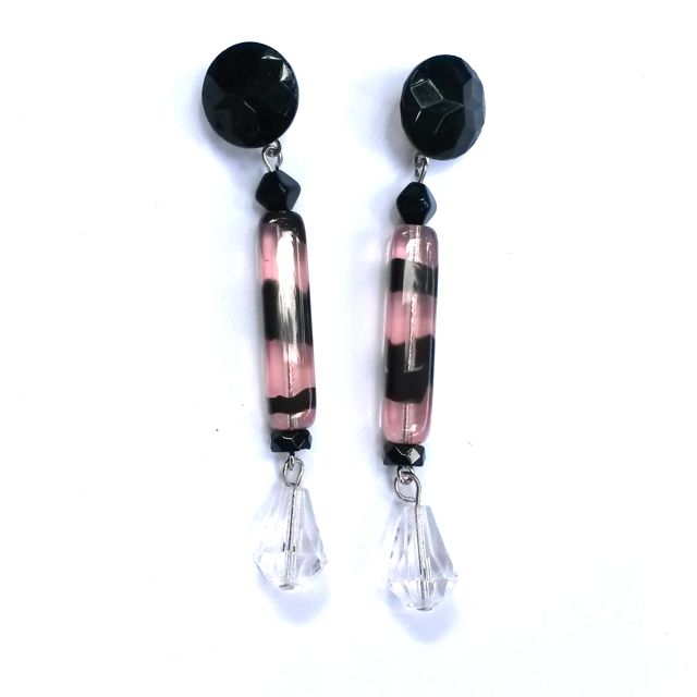 Boheme Earrings Crystal Stud Animal Print Drop Earrings Pink