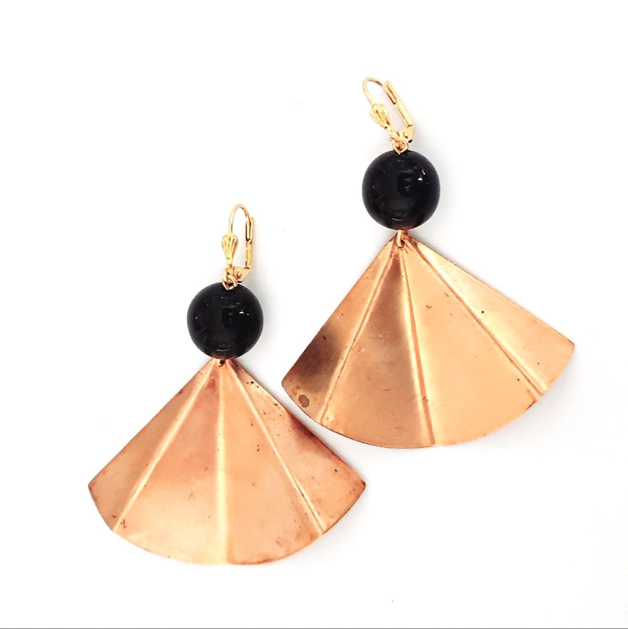 Boheme Brass Earring Fan Black