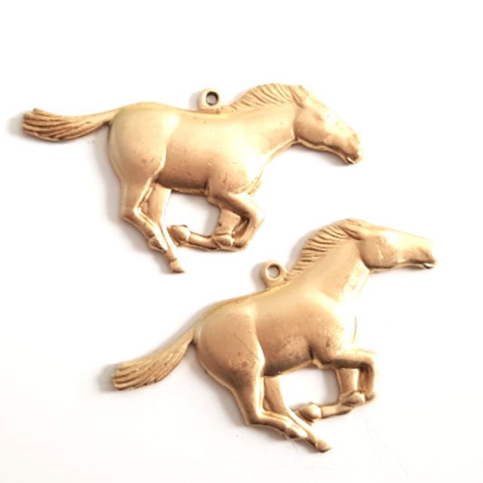 Gallloping Horse Hollow Back Brass Stamping 20x36mm