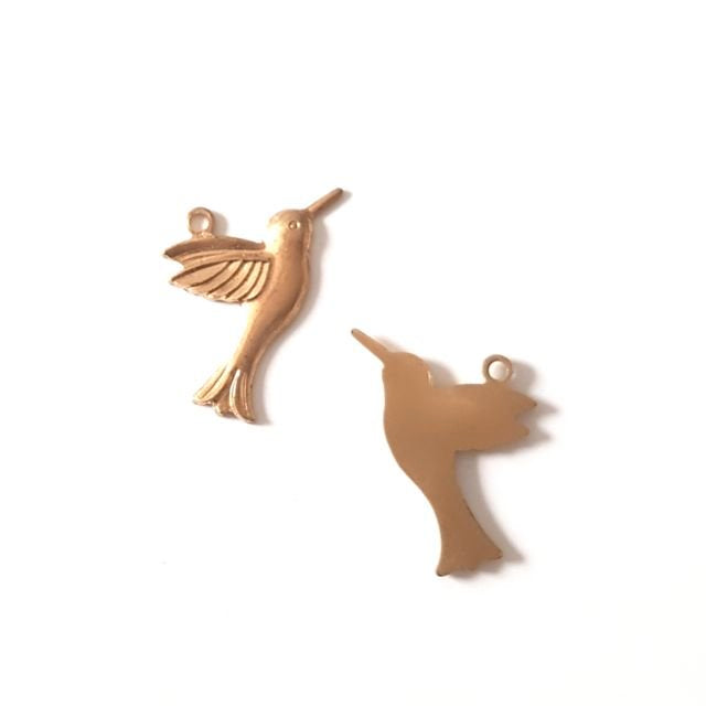 Small Hummingbird Brass Charm 12mm