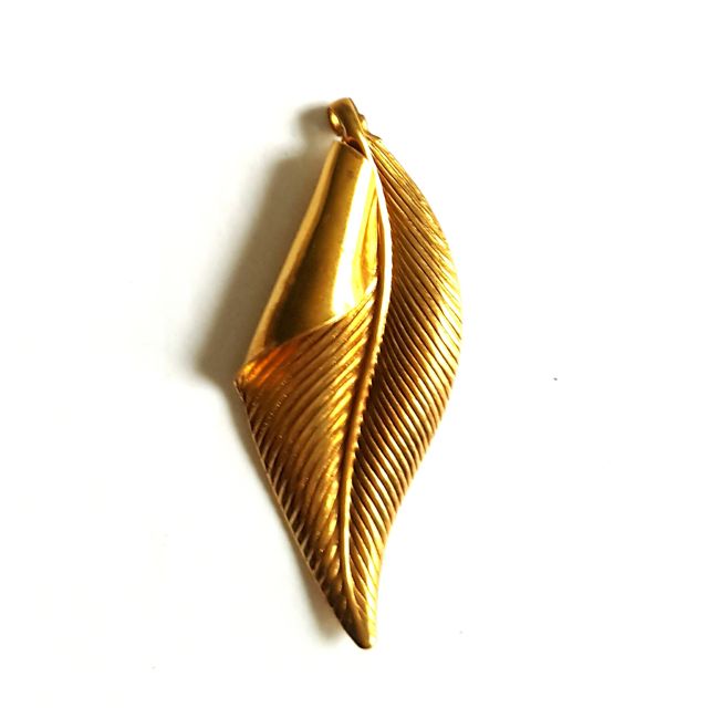 Leaf Pendant Brass Stamping Vintage